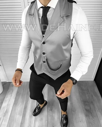 Vesta barbati eleganta slim fit gri B8073 O1-4.2