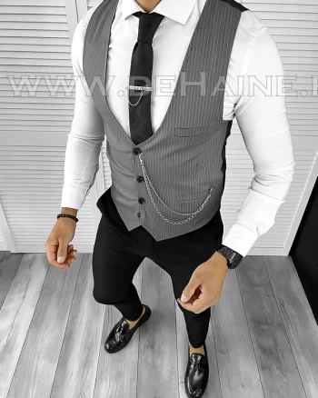Vesta barbati eleganta slim fit gri B8112 P19-3.3