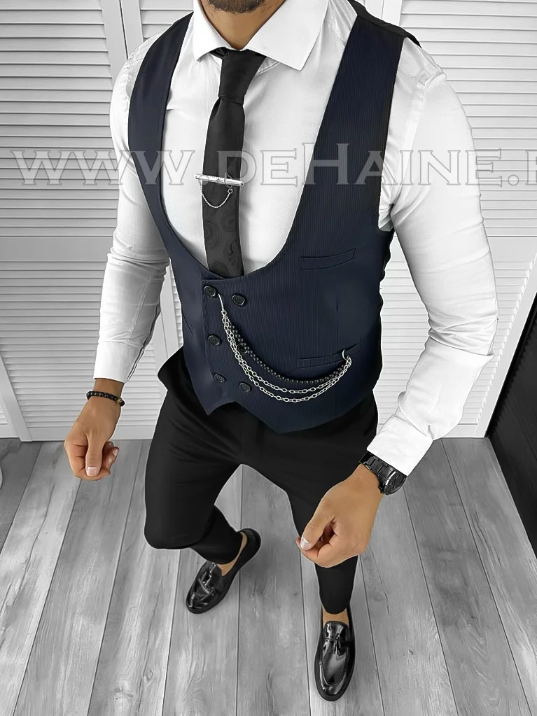 Vesta barbati eleganta slim fit neagra B8186  O1-4.2