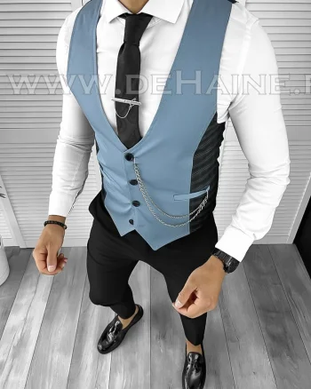 Vesta barbati eleganta slim fit blue B8070 O1-3.2