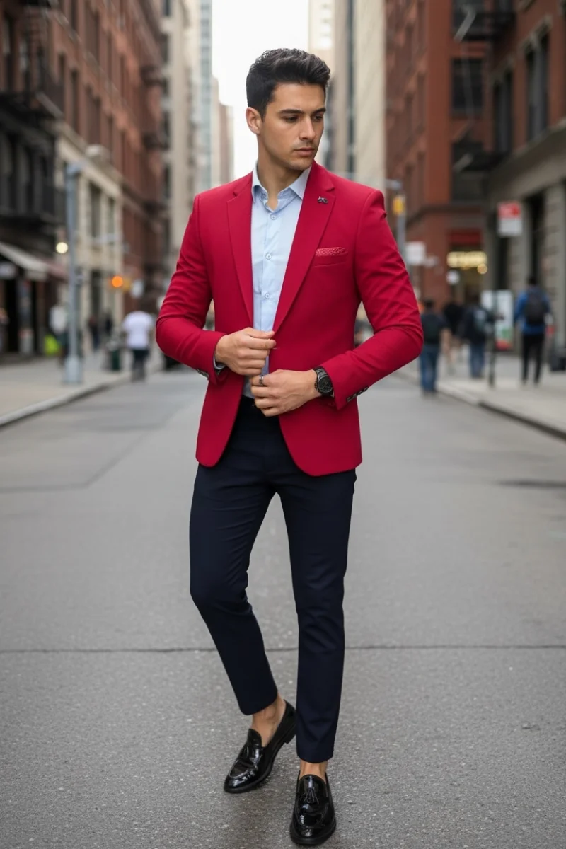Sacou barbati slim fit grena B8339  89-5
