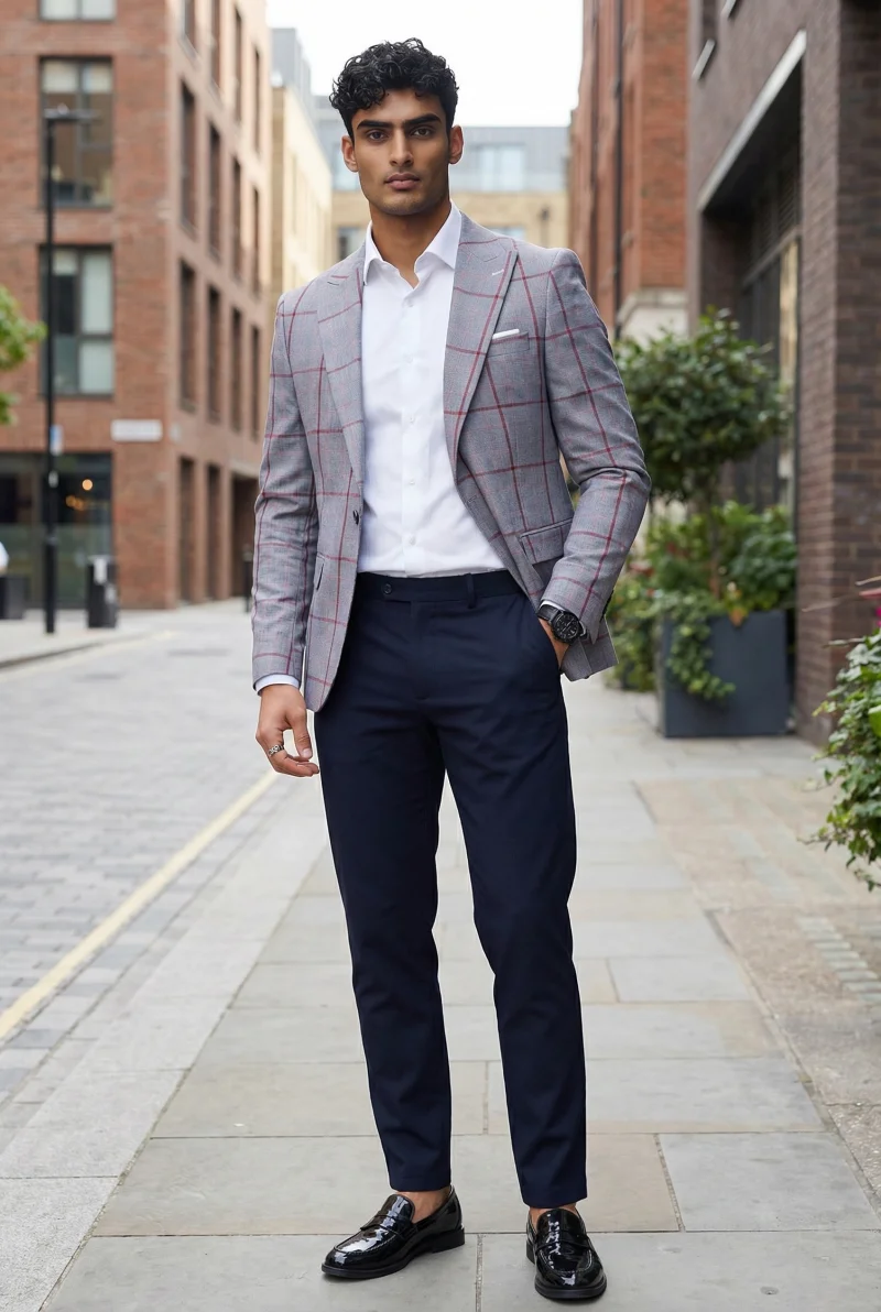 Sacou barbati slim fit in carouri b1181