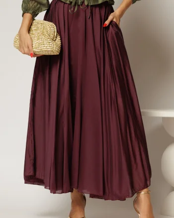 Fusta midi bordo clos din tencel casual eleganta