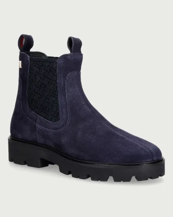 Tommy Hilfiger  ghete scurte pentru femei din piele întoarsă TH MONOGRAM SUEDE CHELSEA BOOT