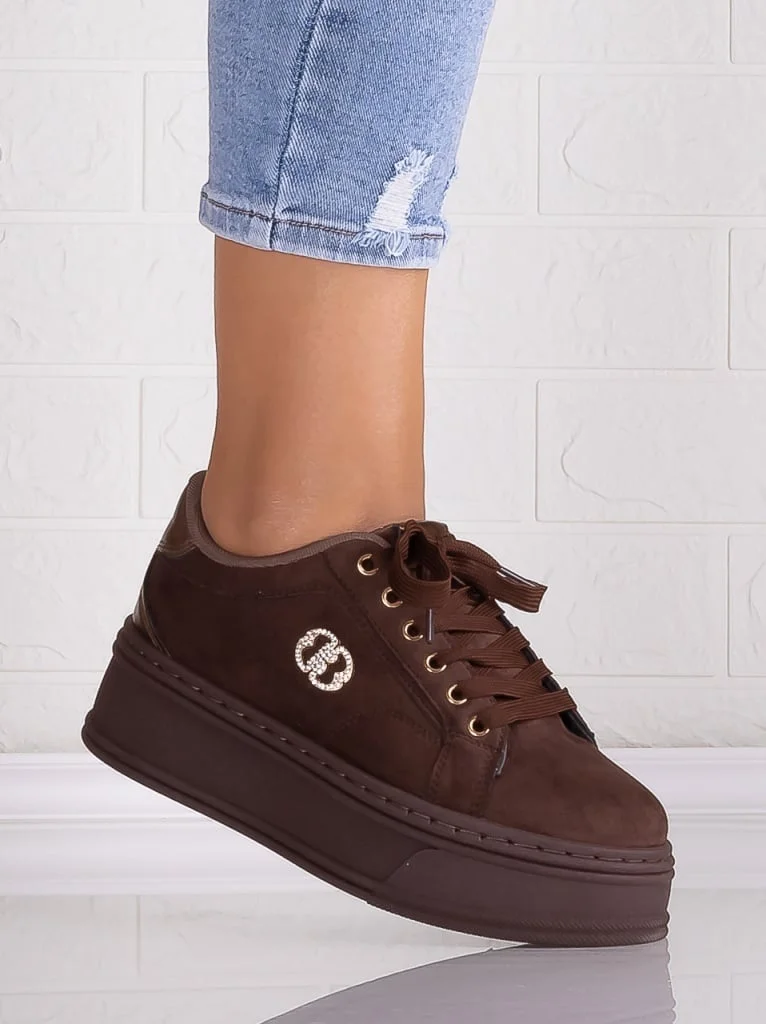 Sneakers dama cu platforma Maro din Piele Ecologica Intoarsa Zenda