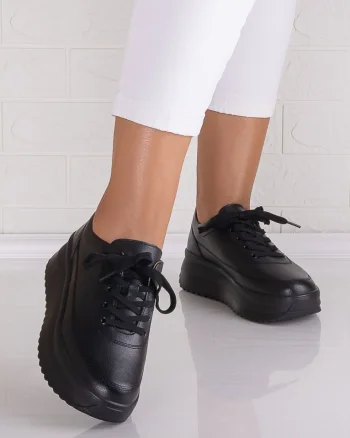Pantofi dama casual Negri din Piele Naturala Lerana