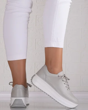 Pantofi dama casual Gri din Piele Naturala Lerana