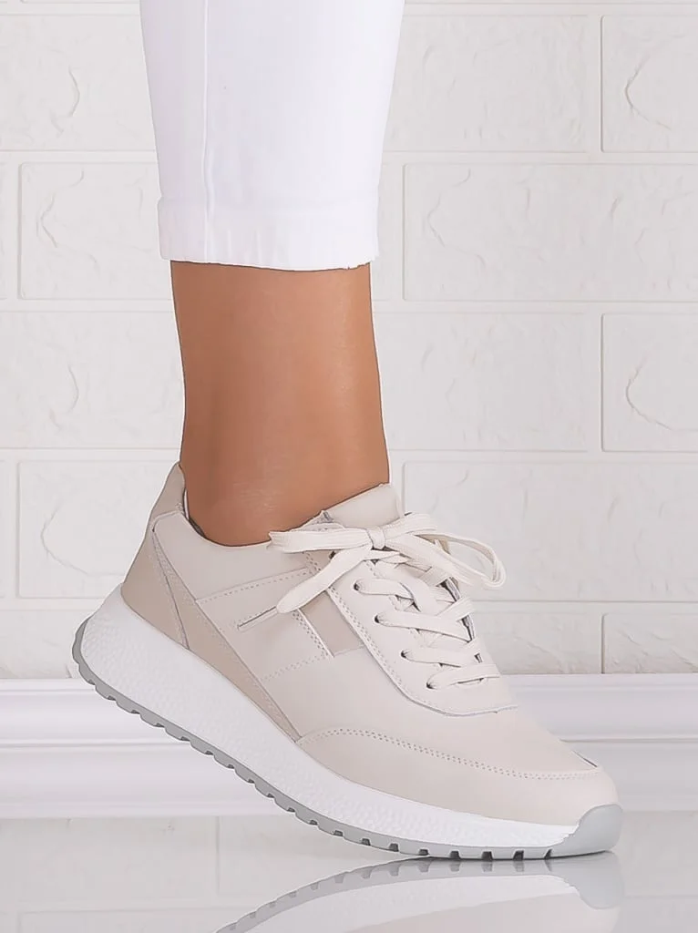 Pantofi dama casual Bej din Piele Naturala Jenina