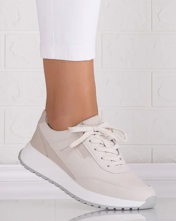 Pantofi dama casual Bej din Piele Naturala Jenina