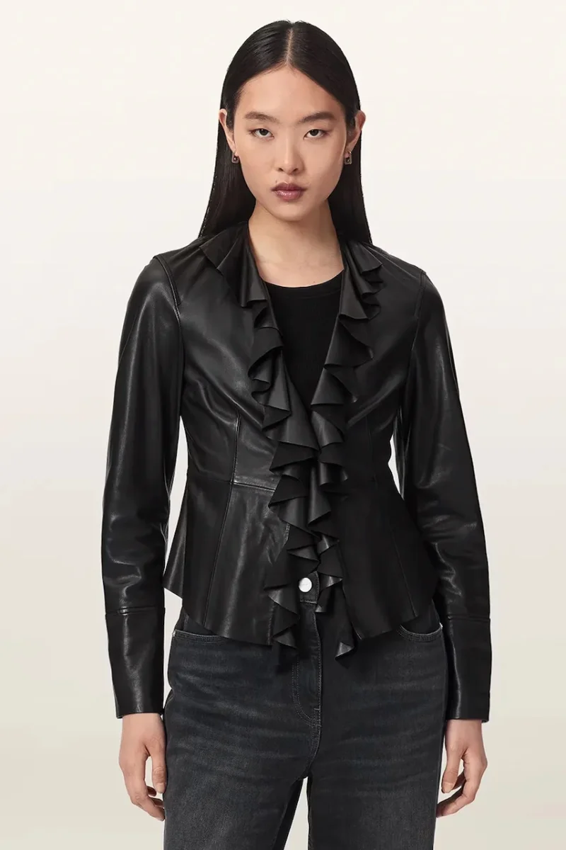 AllSaints  bluză tip cămașă pentru femei din piele LUANA LEA SHIRT