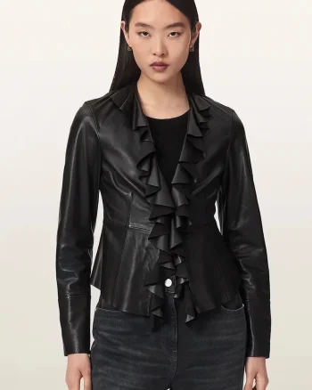 AllSaints  bluză tip cămașă pentru femei din piele LUANA LEA SHIRT