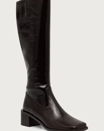 Billi Bi  cizme cu toc jos pentru femei din piele Espresso Marte calf 86