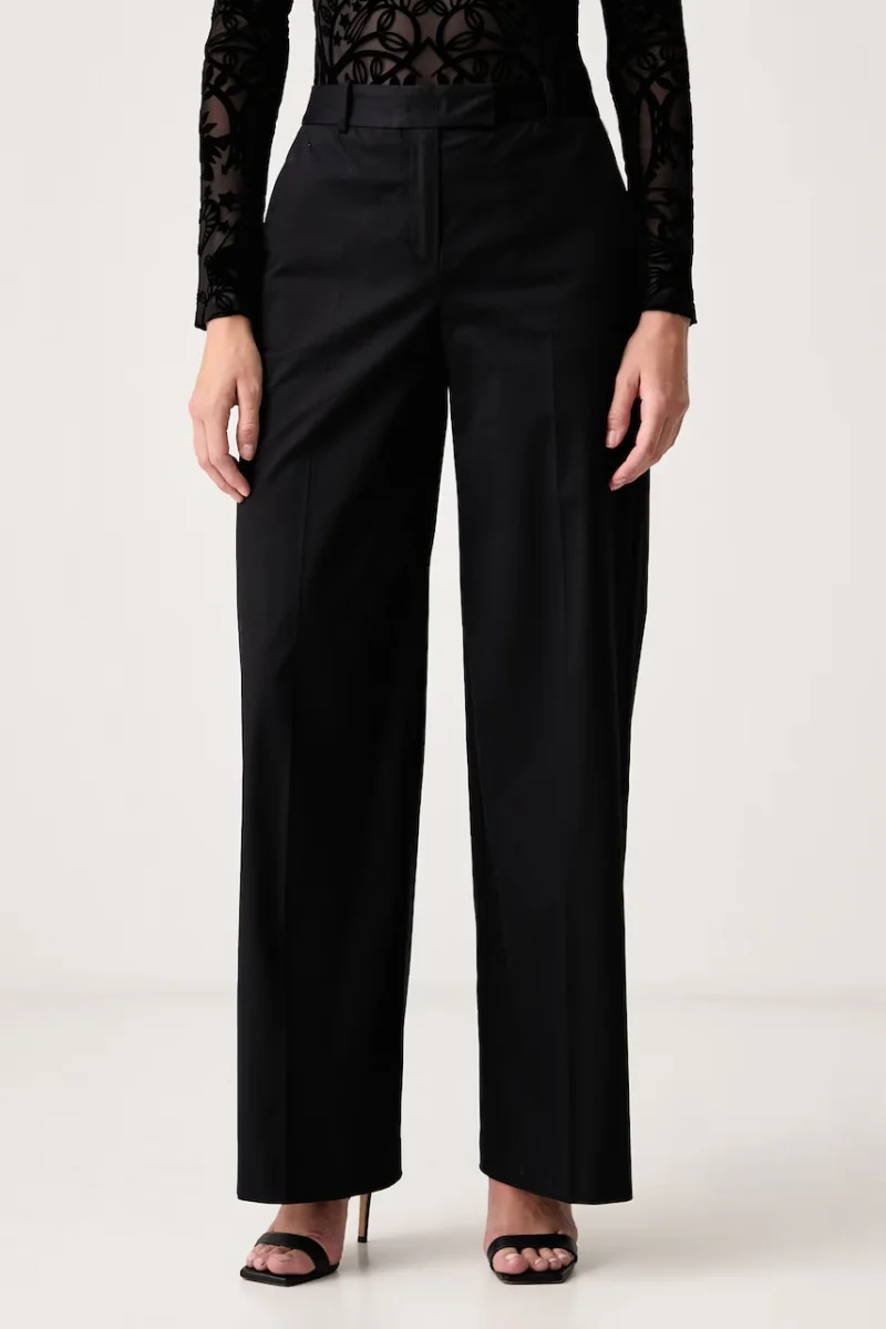 BOSS  pantaloni wide leg pentru femei din bumbac cu elastan Tianaha