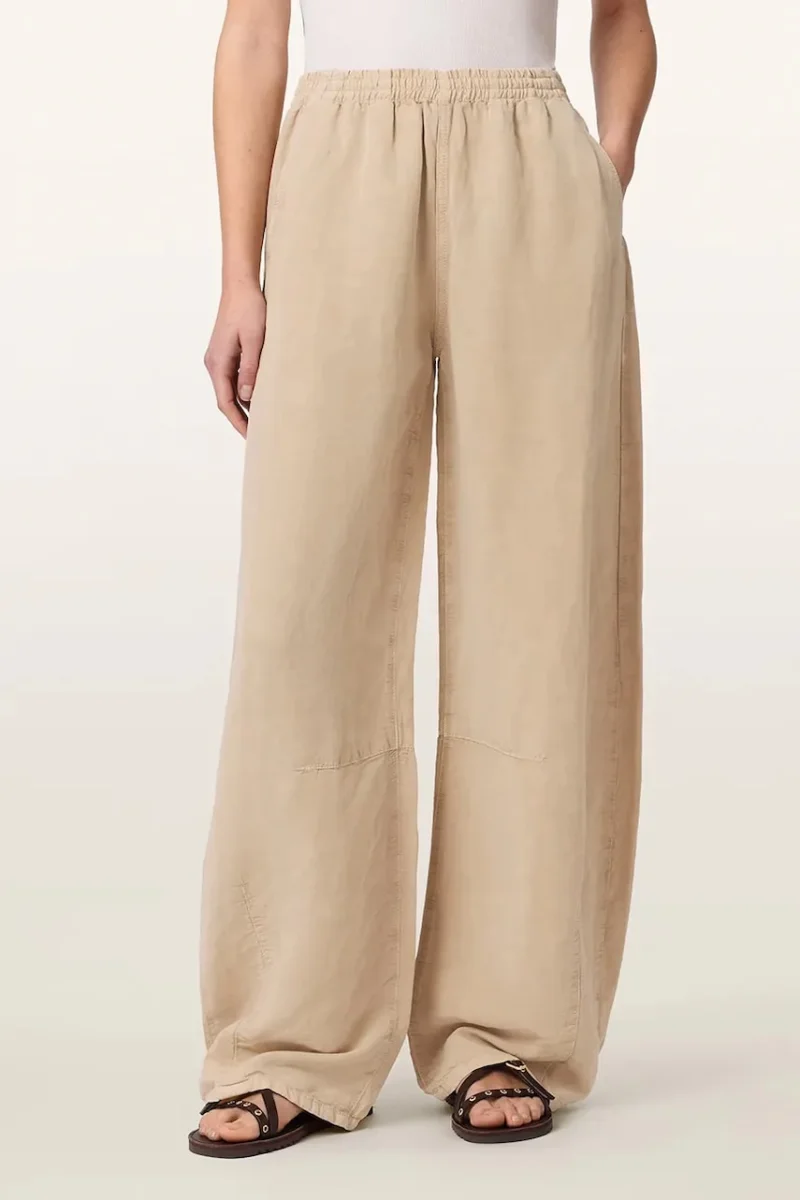 AllSaints  pantaloni wide leg pentru femei cu amestec de in JETT