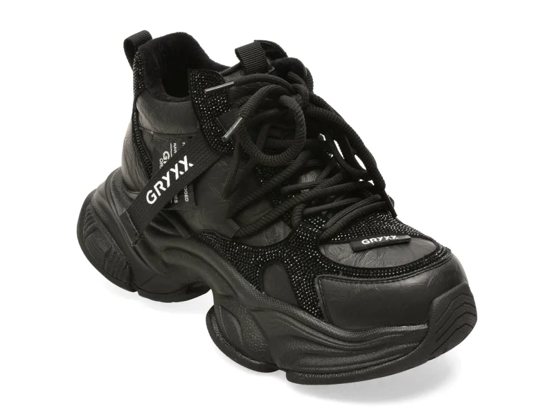 Ghete GRYXX negre, 75618, din piele ecologica
