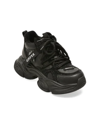 Ghete GRYXX negre, 75618, din piele ecologica