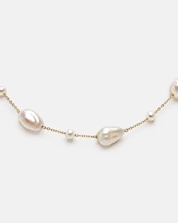 Colier dama elegant cu perle Mallorca si perle Baroque, cu inchidere reglabila