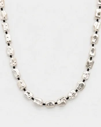 Accesoriu statement 3 in 1 cu elemente organice argintii si design sculptural ,   colier, bratara sau curea