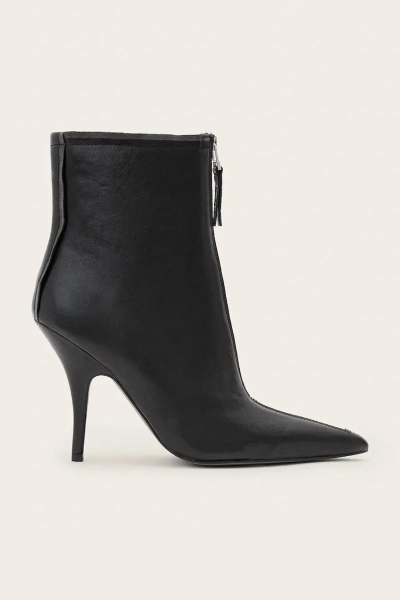 AllSaints  botine cu toc înalt pentru femei din piele Vera Zip Boot