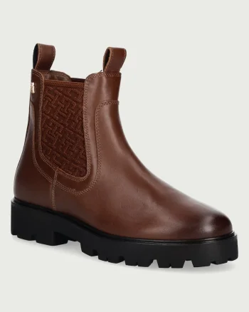 Tommy Hilfiger  ghete scurte pentru femei din piele TH MONOGRAM LEATHER CHELSEA BOOT