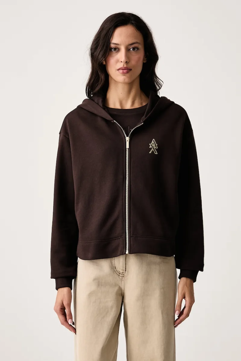 Armani Exchange  hanorac cu fermoar și glugă pentru femei din bumbac