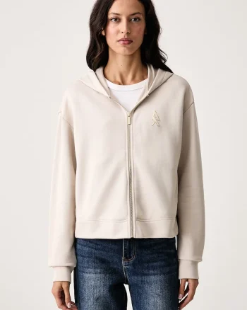 Armani Exchange  hanorac cu fermoar și glugă pentru femei din bumbac