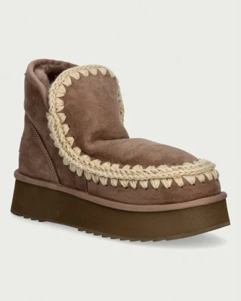 Mou  Mini Eskimo Platform Boot cizme de zăpadă pentru femei din piele întoarsă