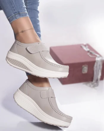 Pantofi casual rachel piele naturala gri
