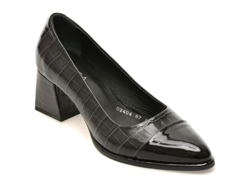 Pantofi eleganti EPICA negri, 3512404, din piele croco
