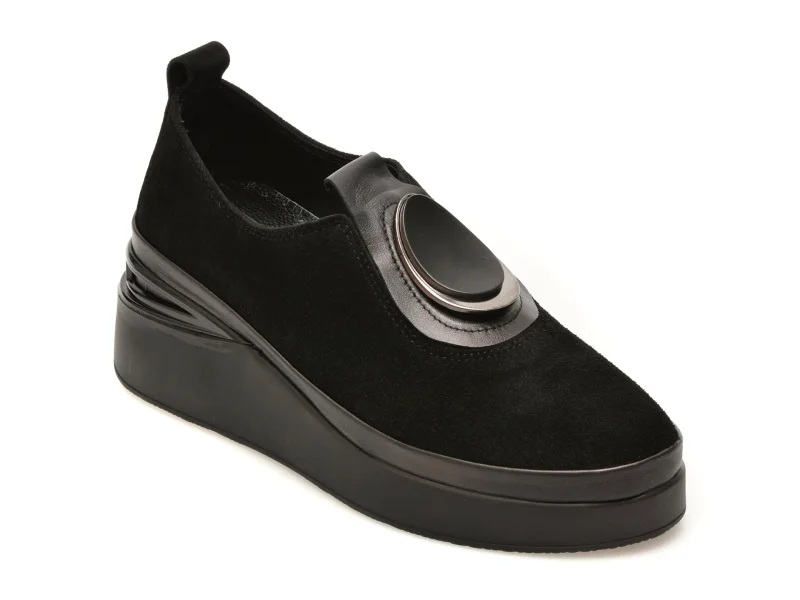 Pantofi IMAGE negri, 2422450, din piele intoarsa