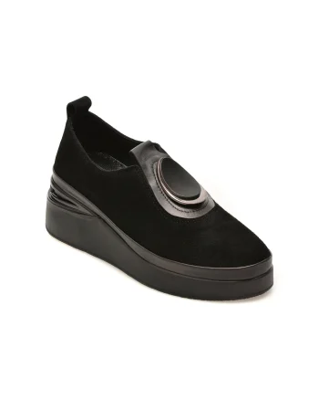 Pantofi IMAGE negri, 2422450, din piele intoarsa