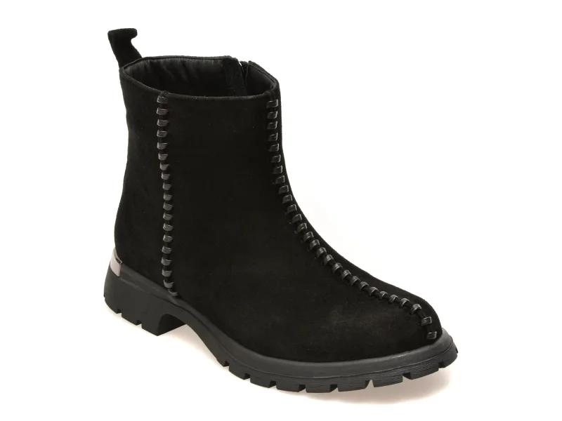Ghete IMAGE negre, 208601, din piele intoarsa