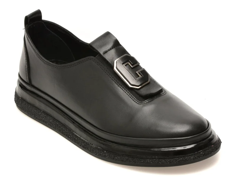 Pantofi IMAGE negri, 55035, din piele naturala