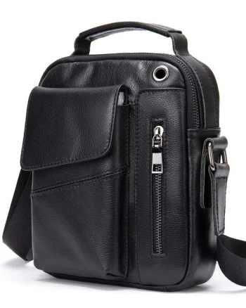 Geanta de umar pentru barbati, Harry GT1402, piele naturala, model negru