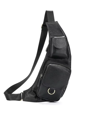 Geanta pentru barbati, Elrohir GT3313, piele naturala, Negru