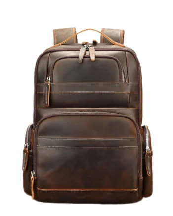 Rucsac pentru barbati, Alaric GT3320, piele naturala, Maro inchis