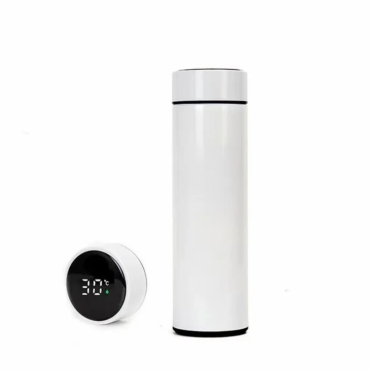Termos Inteligent din Inox, cu Afișaj LED, 500 ml, TRM02, Alb