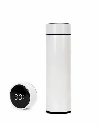 Termos Inteligent din Inox, cu Afișaj LED, 500 ml, TRM02, Alb