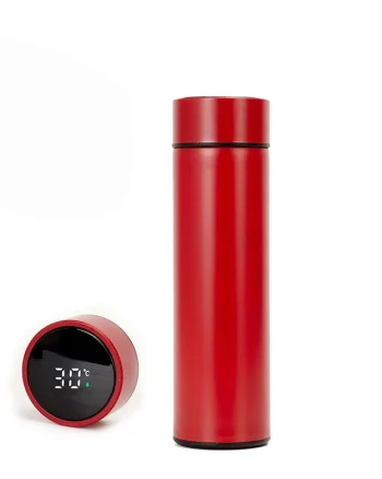 Termos Inteligent din Inox, cu Afișaj LED, 500 ml, TRM03, Rosu