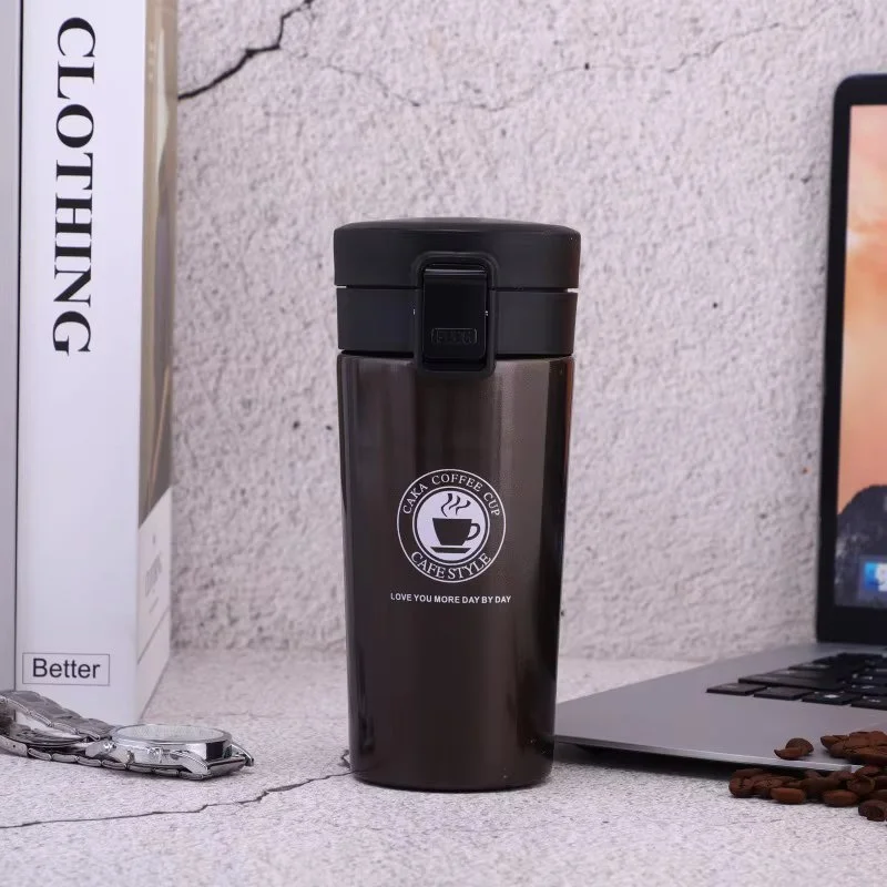 Cana Termos Premium din Inox cu Capac Flip 380 ml, TRM015, Coffee