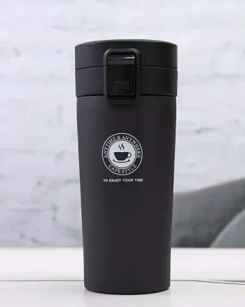 Cana Termos Premium din Inox cu Capac Flip 550 ml, TRM021, Negru