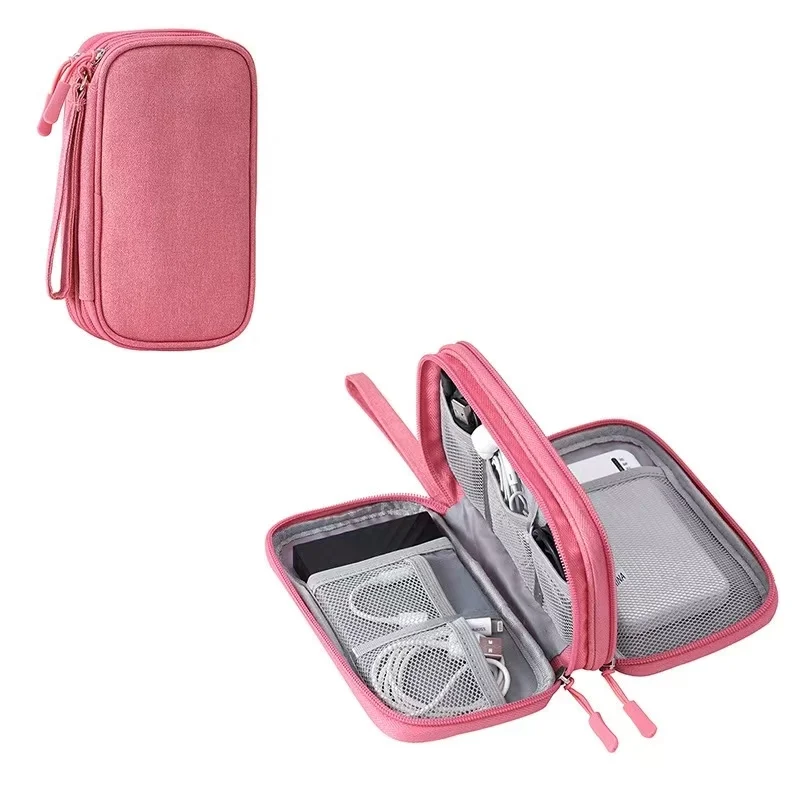 Organizator pentru accesorii electronice cu fermoar, GT4025, Roz