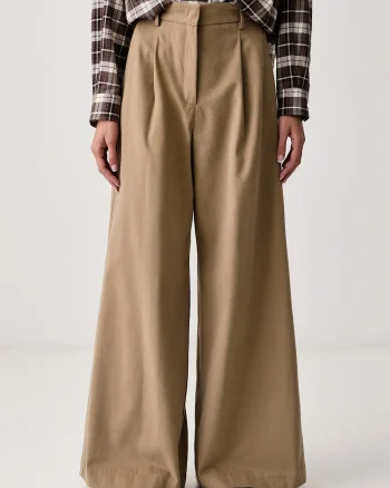 Weekend Max Mara  pantaloni wide leg pentru femei din bumbac WKDEDITTO