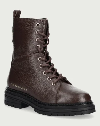 Tommy Hilfiger  bocanci pentru femei din piele TH EMBOSS GRAIN LEATHER BOOT