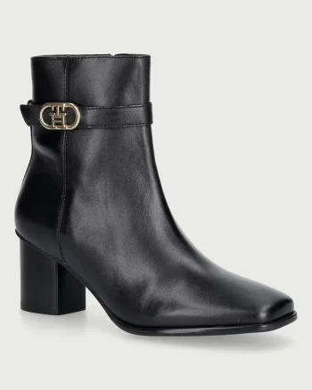 Tommy Hilfiger  botine pentru femei din piele TH STRAP LEATHER BLOCK HEEL BOOT