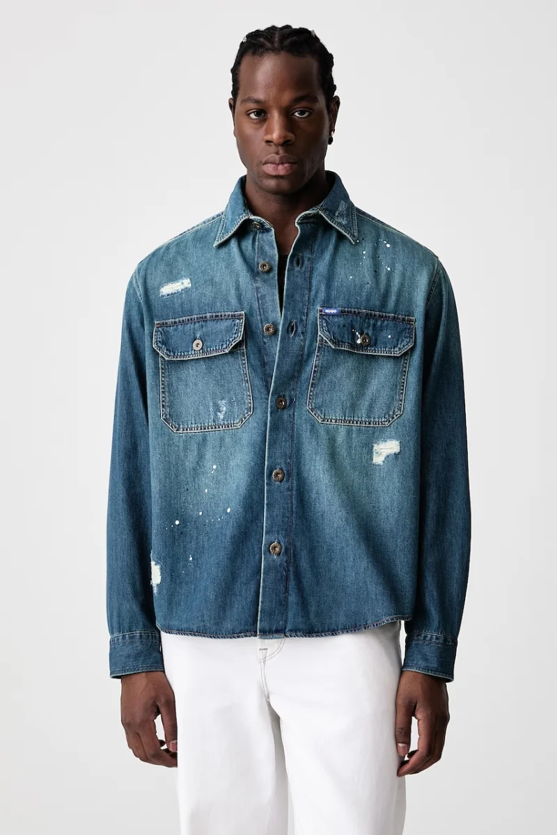 HUGO Blue  cămașă pentru bărbați din denim Ebolt_1