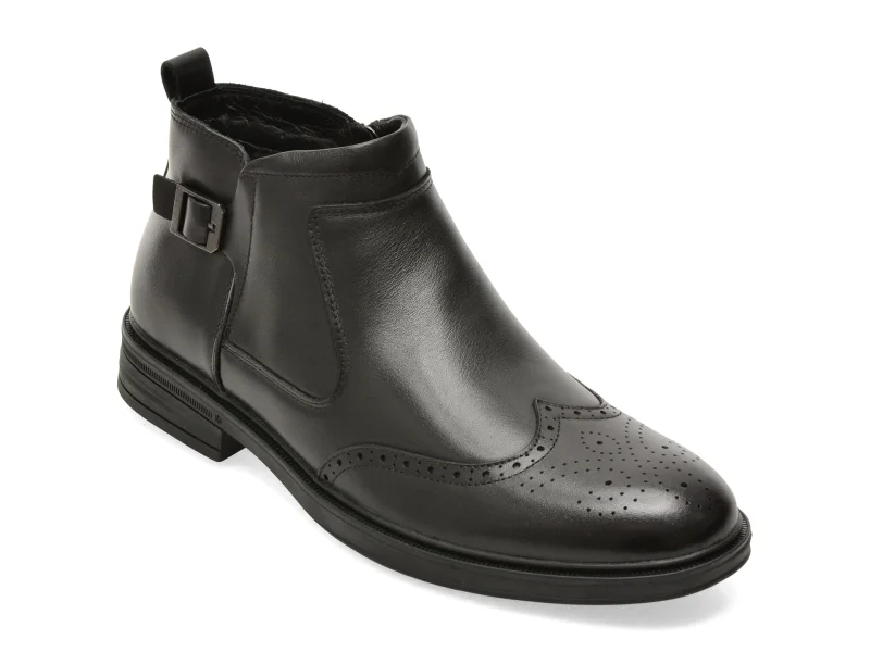 Ghete elegante EPICA negre, 68020, din piele naturala