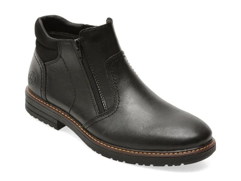 Ghete RIEKER negre, 33151, din piele naturala