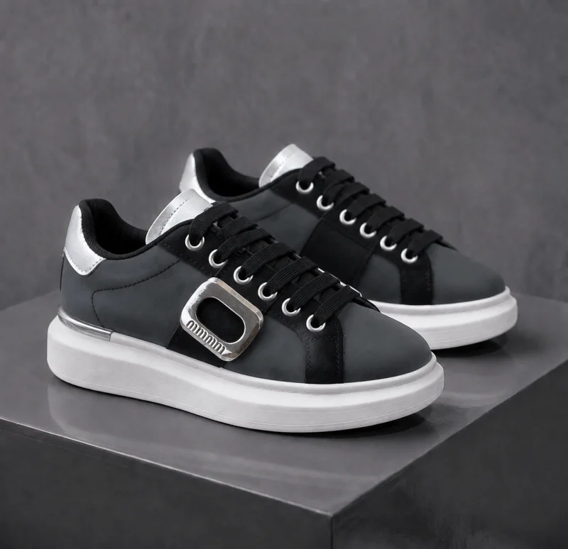 Adidasi dama casual negri cu alb 272