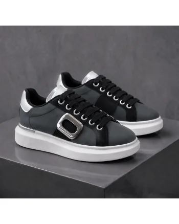Adidasi dama casual negri cu alb 272